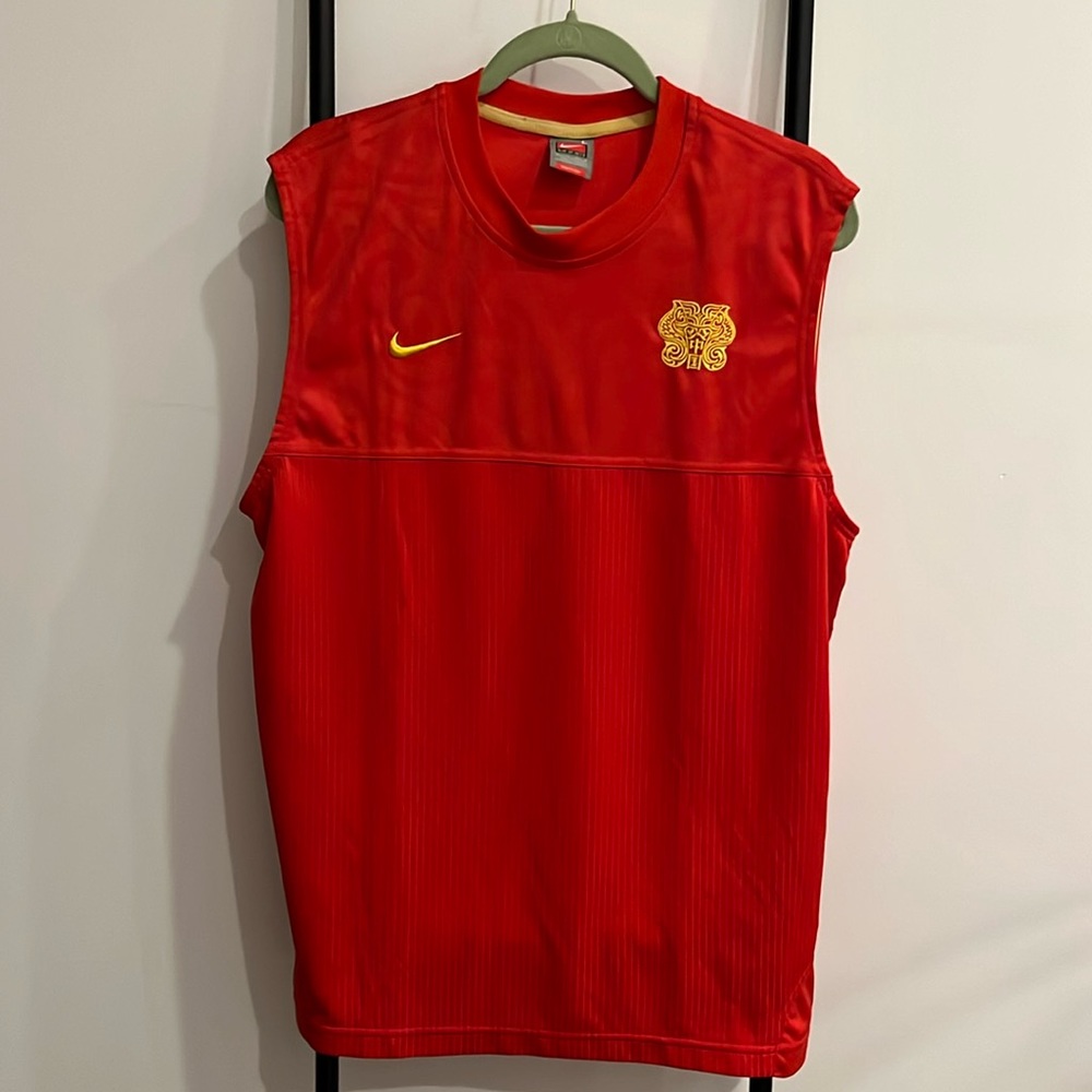 Nike China Beijing Olympics Basketball Dri Fit Shirt Red Stitched Men Size L